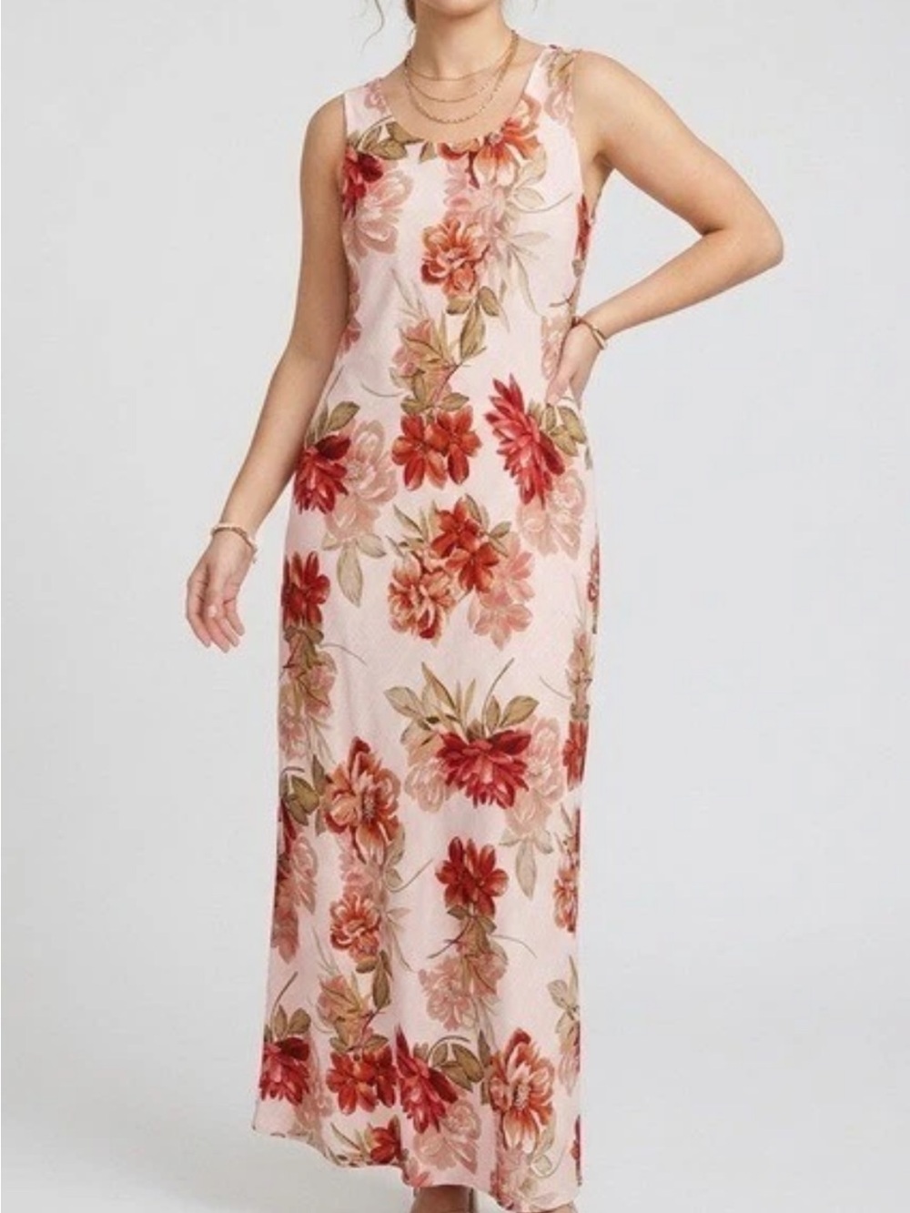 Paper Heart NWT Romantic Floral Linen Maxi Dress L Mauve Boho Cottagecore